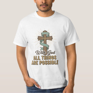 With God All Things Are Possible Cross Christian T-Shirt