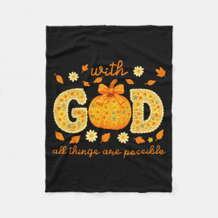 With God All Things Are Possible Floral Fall Chris Fleece Blanket