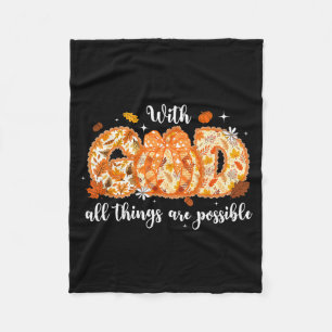 With God All Things Are Possible Lace Pumpkin Fall Fleece Blanket