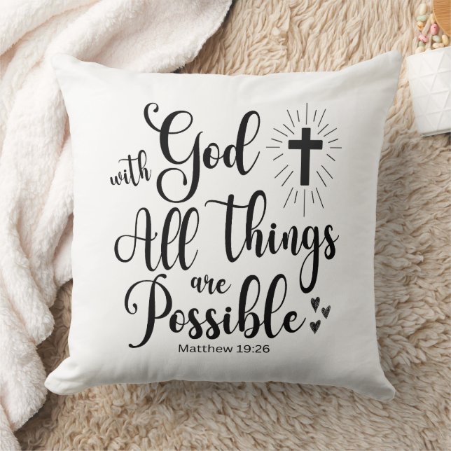 With God all things are Possible - Matthew 19:26 Cushion (Blanket)