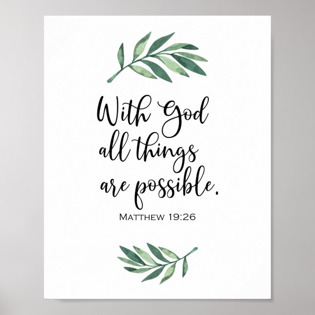 With God all things are possible - Matthew 19:26 Poster (Front)