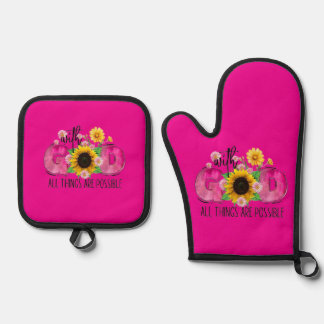 With God all things are possible Pot holder  Oven Mitt & Pot Holder Set