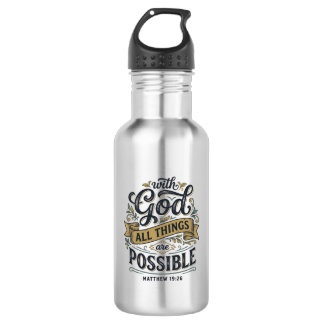 With God All Things Are Possible Vintage Christian 532 Ml Water Bottle