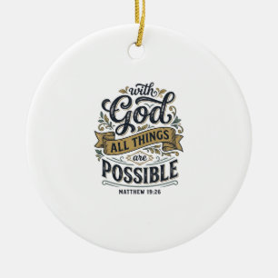 With God All Things Are Possible Vintage Christian Ceramic Tree Decoration
