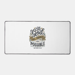 With God All Things Are Possible Vintage Christian Desk Mat