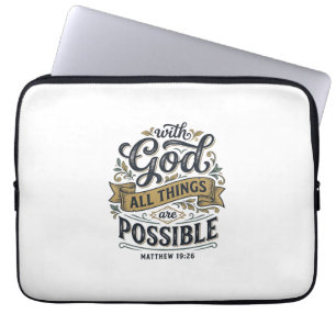 With God All Things Are Possible Vintage Christian Laptop Sleeve