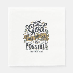 With God All Things Are Possible Vintage Christian Napkin