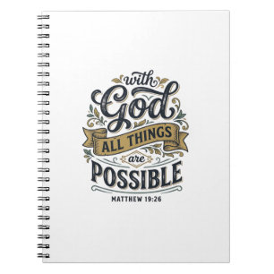 With God All Things Are Possible Vintage Christian Notebook