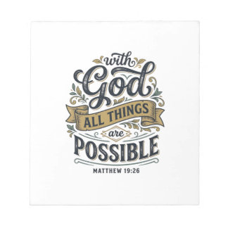 With God All Things Are Possible Vintage Christian Notepad