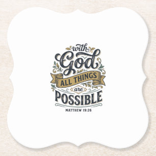 With God All Things Are Possible Vintage Christian Paper Coaster