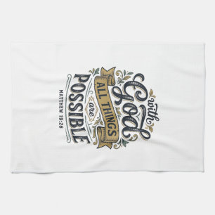 With God All Things Are Possible Vintage Christian Tea Towel