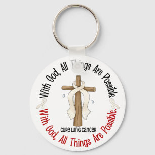 WITH GOD CROSS Lung Cancer T-Shirts & Gifts Key Ring