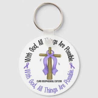 WITH GOD CROSS Oesophageal Cancer T-Shirts & Gifts Key Ring