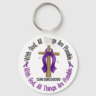 WITH GOD CROSS Sarcoidosis T-Shirts & Gifts Key Ring
