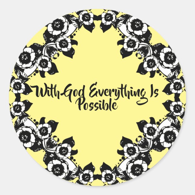 With God Everything Is Possible Bible Quotes Classic Round Sticker (Front)