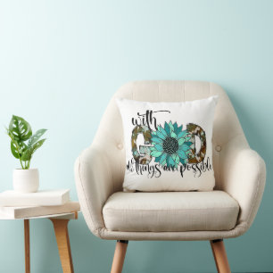 With God Floral Design Cushion