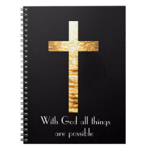 With God Gold Cross Spiral Journal Notebook