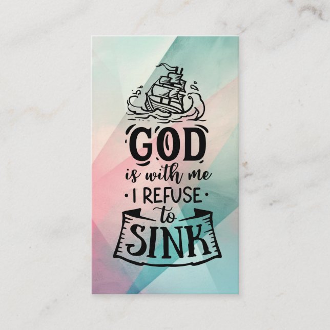 With God I refuse to sink Prayer Business Card (Front)