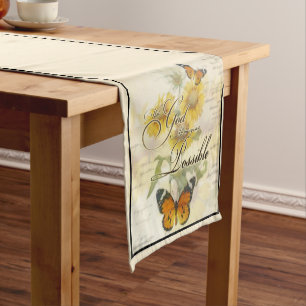With God Sunflowers and butterfly Short Table Ru Runner