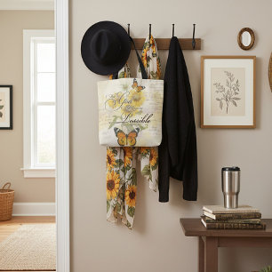 With God Sunflowers and butterfly Tote Bag