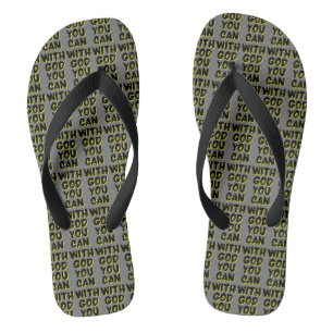 With God You Can Faith Based Grey All-Over Unisex Jandals