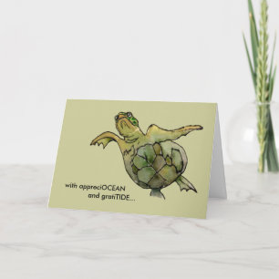 With GratiTIDE tan green sea turtle thank you card