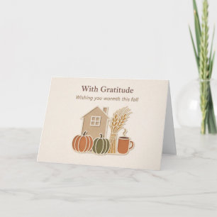 With Gratitude • Warm Autumn Wishes Fall Greeting Thank You Card