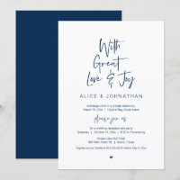With Great Love, Joy, Navy Blue, Wedding Elopement