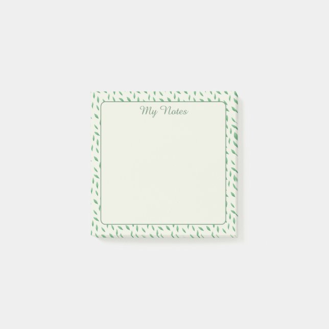 with green leaf design post-it notes (Front)