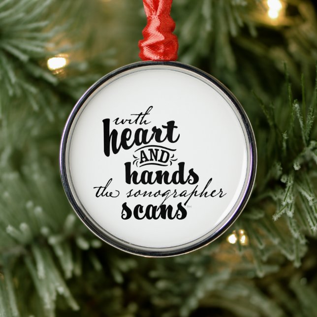 With Heart and Hands the Sonographer Scans Metal Tree Decoration (Tree)