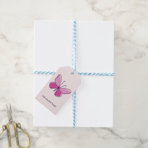 With Heartfelt... Pretty Pink Butterfly Thank You Gift Tags