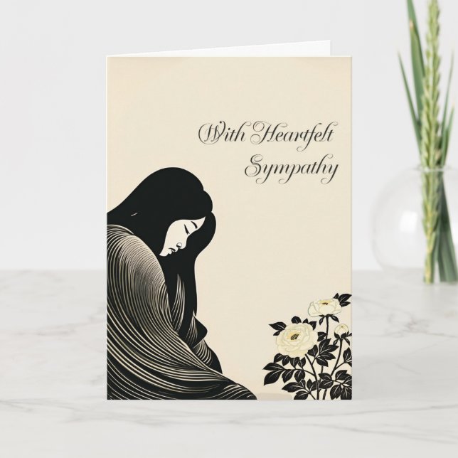 With Heartfelt Sympathy Elegant Woman  Card (Front)
