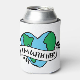 With Her Ecofriendly Icon Happy Earth Clipart Ecof Can Cooler