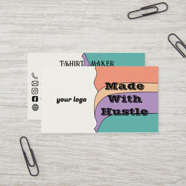With Hustle T-Shirt Maker Business Card (Front/Back In Situ)