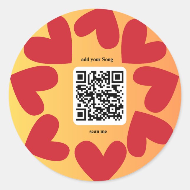 With individual personal song per QR code Classic Round Sticker (Front)