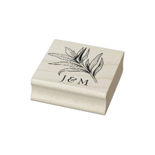 With initials Birds of Paradise Bliss  Rubber Stamp