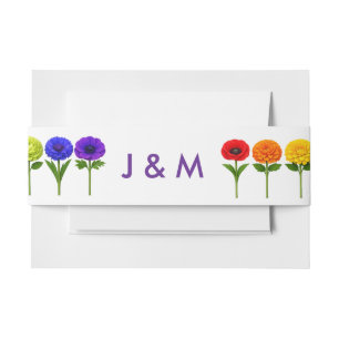 💍With initials Flourish Together Invitation Belly Band