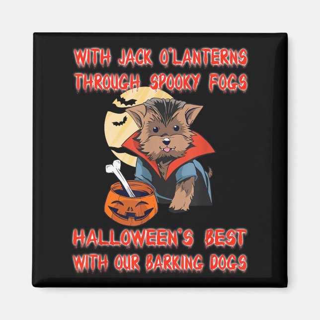 With Jack O Lanterns Through Spooky Fogs Funny Magnet (Front)