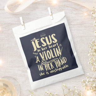 With Jesus In Her Heart A Violin in Her Hand Music Favour Bags