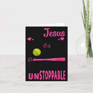 With Jesus In Her Heart And A Softball She Is Unst Card