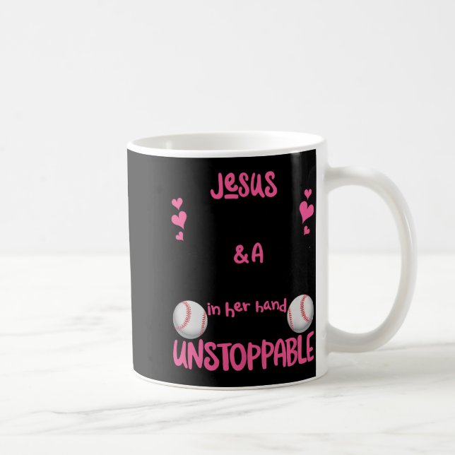With Jesus In Her Heart And A Softball She Is Unst Coffee Mug (Right)