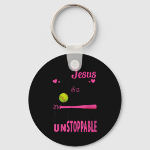 With Jesus In Her Heart And A Softball She Is Unst Key Ring