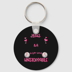 With Jesus In Her Heart And A Softball She Is Unst Key Ring