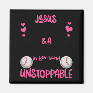 With Jesus In Her Heart And A Softball She Is Unst Magnet