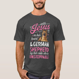 With Jesus In Her Heart And German Shepherd shirt