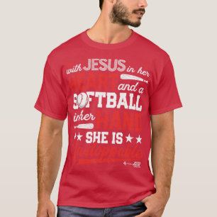 With Jesus in her heart Softball for Men Women Boy T-Shirt