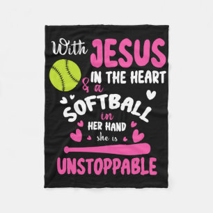 With Jesus In Her Heart Softll Her Hand She Is Uns Fleece Blanket