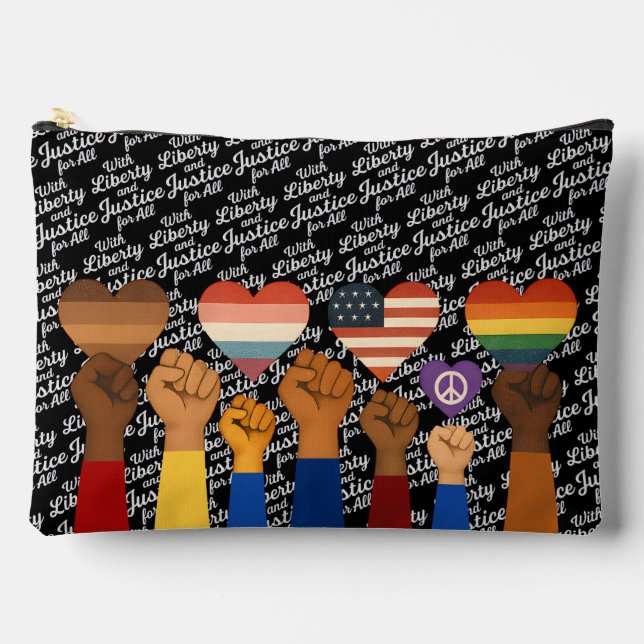 With Liberty and Justice for All Protest Freedom Accessory Pouch (Front)