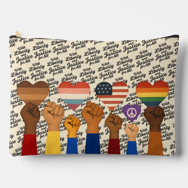 With Liberty and Justice for All Protest Freedom Accessory Pouch (Front)