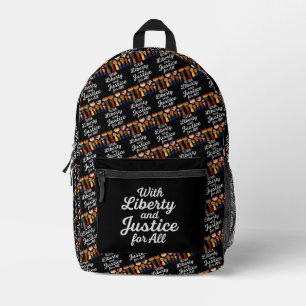 With Liberty and Justice for All Protest Freedom Printed Backpack